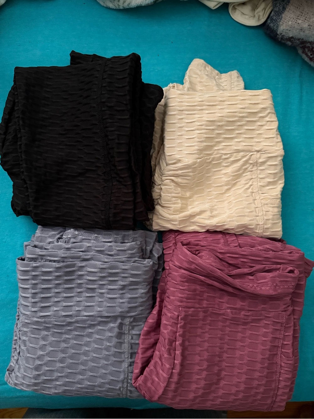 Textured Leggings Bundle - Black, Cream, Gray, Mauve all size M new without tags